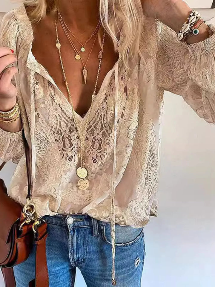 Danielle | Lace Tie-Neck Blouse