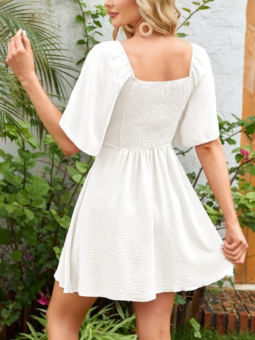 Elyndra | Smocked Tie Front Mini Dress
