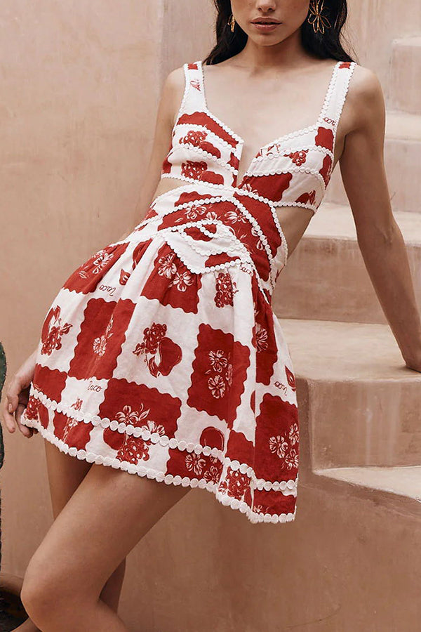 Zerina | Printed Cut-Out Mini Dress