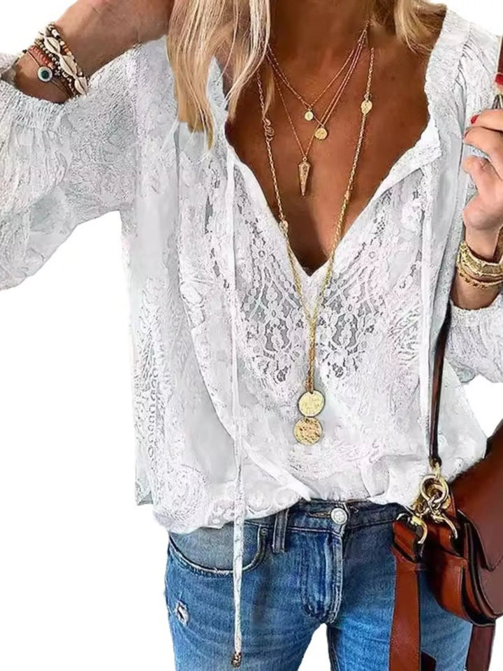 Danielle | Lace Tie-Neck Blouse