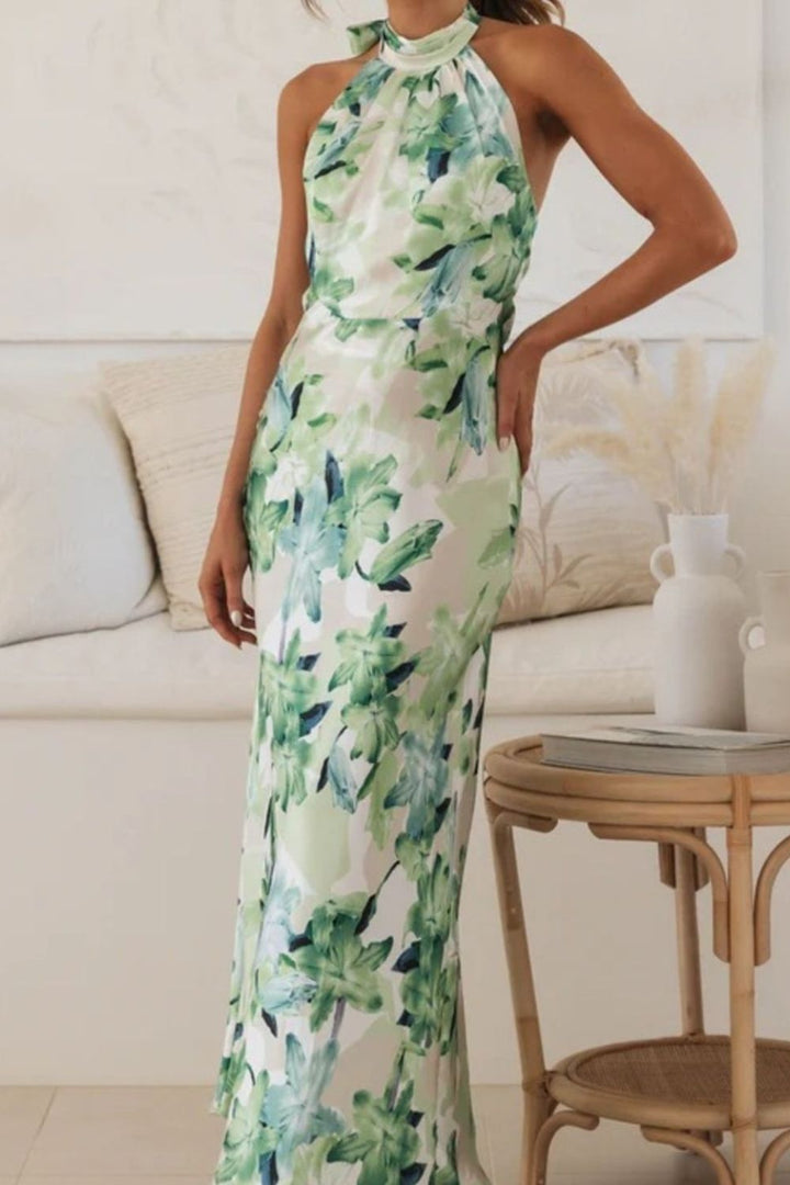 Liana | Floral Halter Maxi Dress