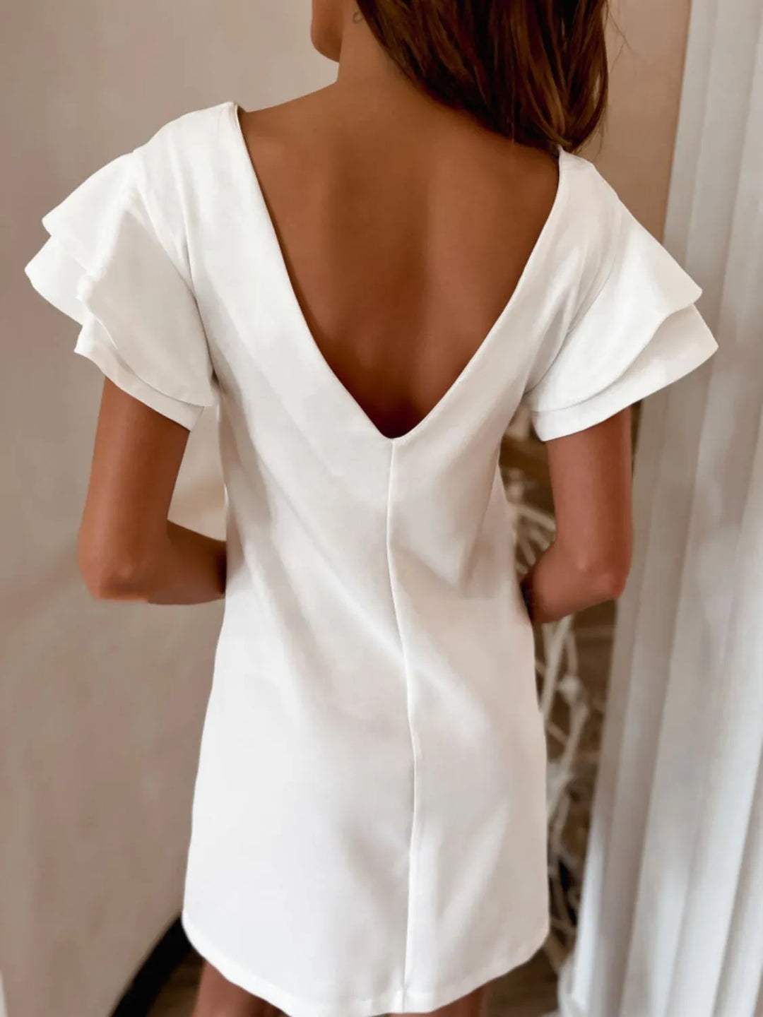 Sorélie | Ruffled Backless Mini Dress