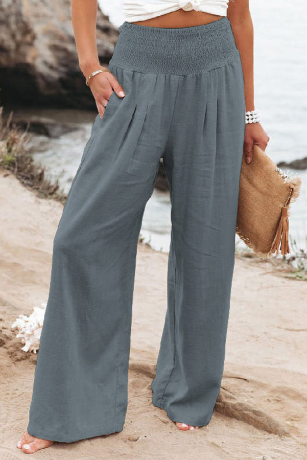 Seraya | Smocked Wide-Leg Pants