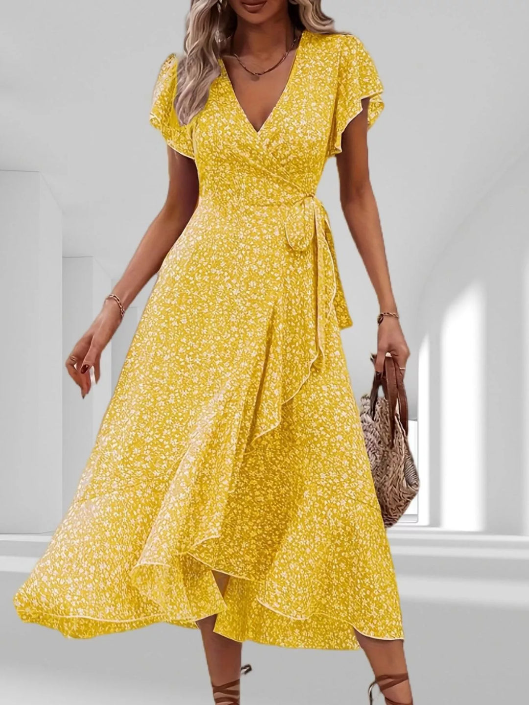 Ashley | Floral Wrap Midi Dress