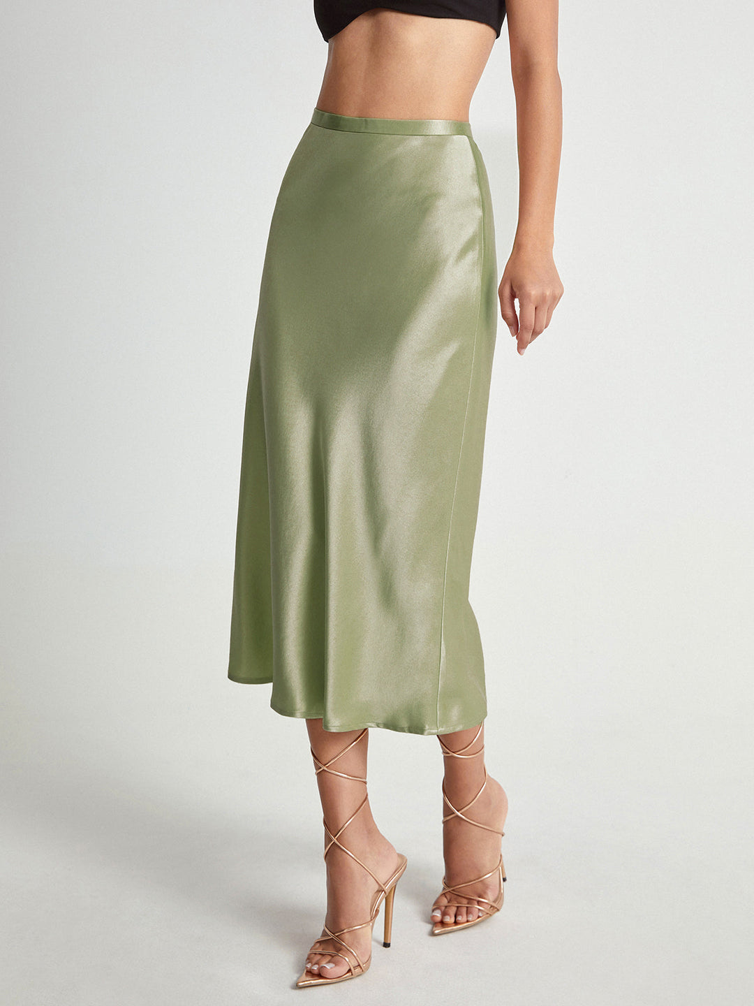 Aveline | Satin Midi Skirt