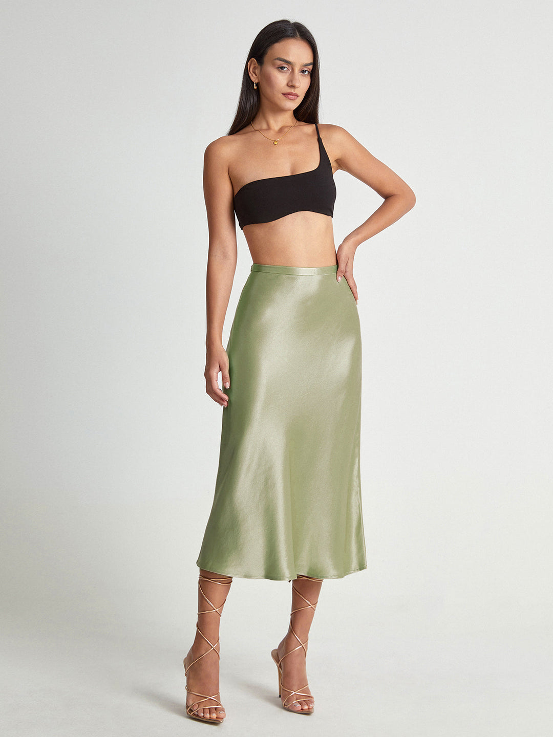 Aveline | Satin Midi Skirt
