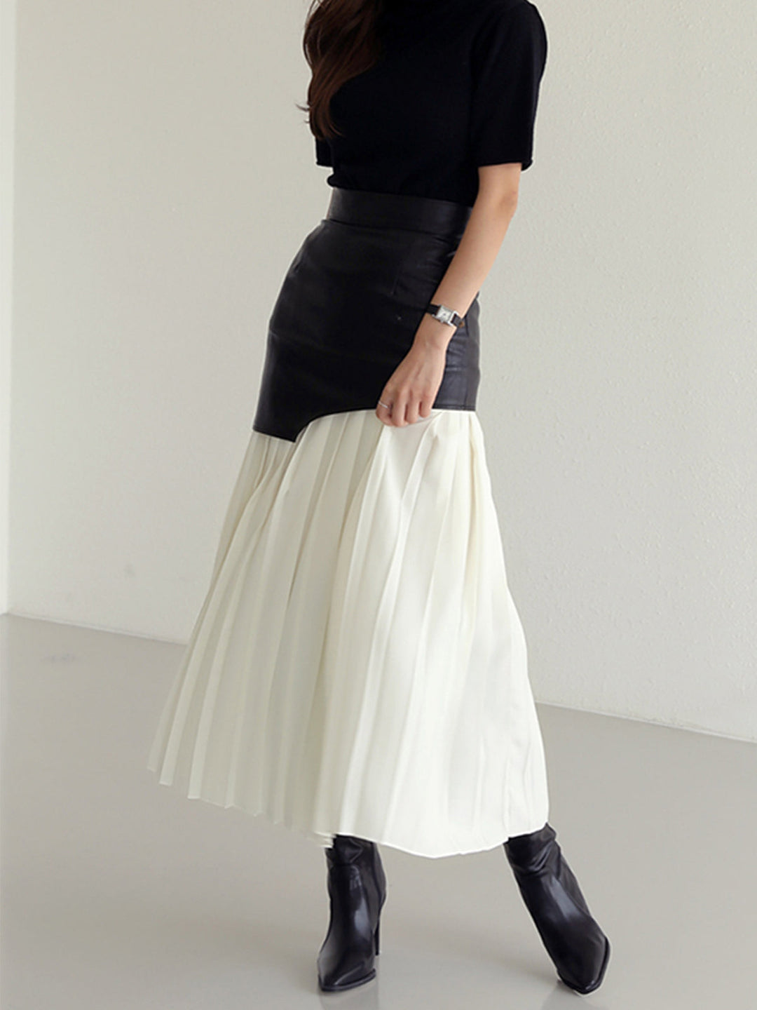 Valene | Pleated Contrast Skirt