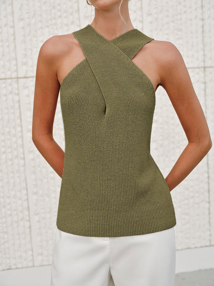 Sorella | Cross Neck Knit Top