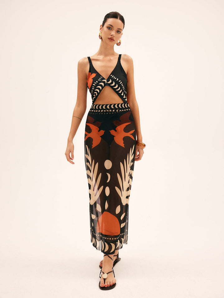 Solira | Printed Mesh Skirt