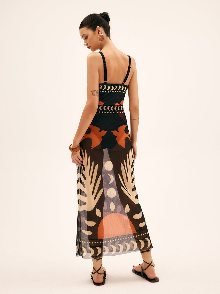 Solira | Printed Mesh Skirt