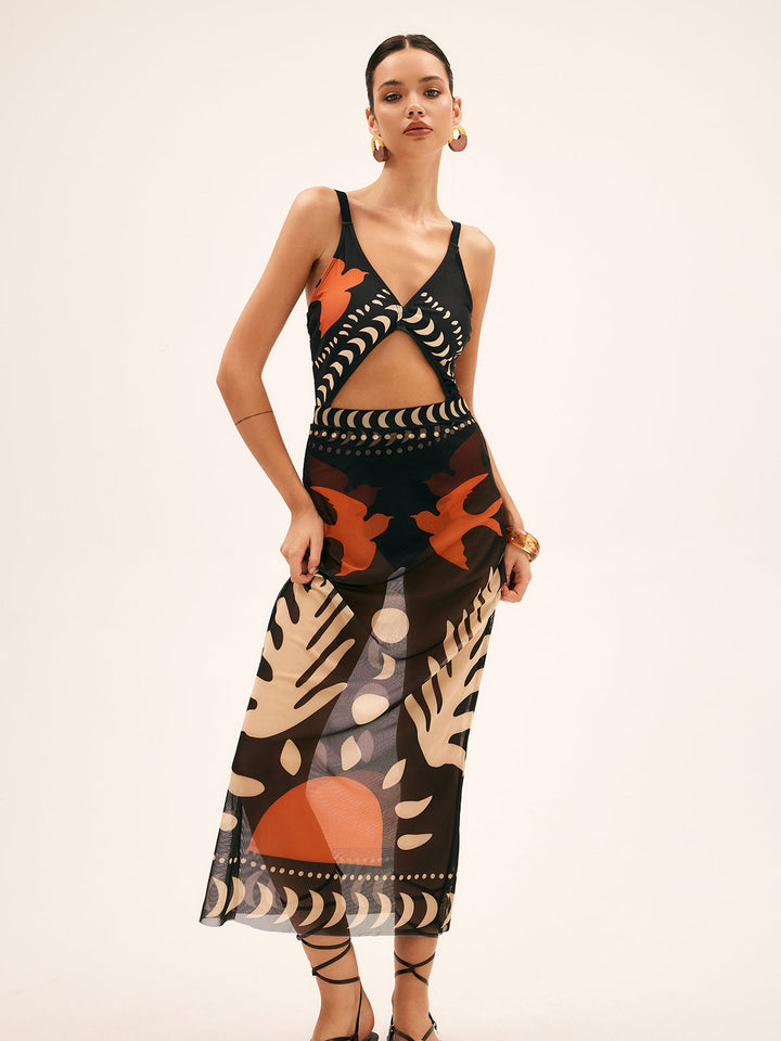 Solira | Printed Mesh Skirt