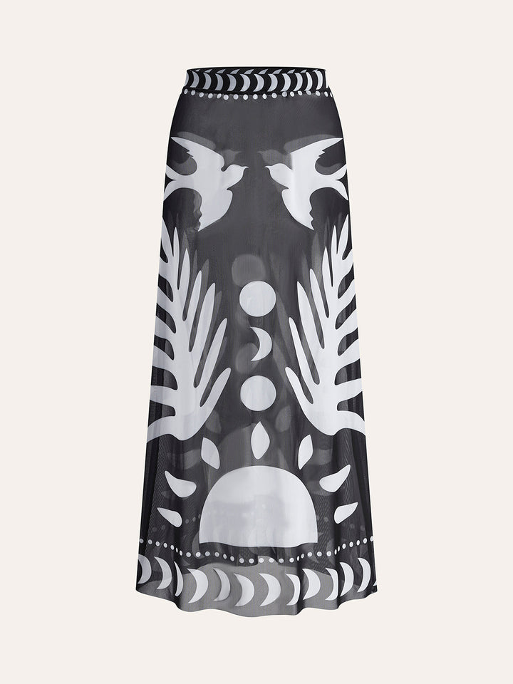 Solira | Printed Mesh Skirt