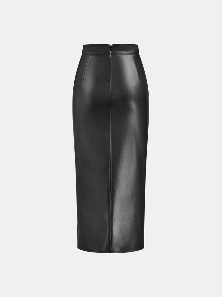 Marise | Faux Leather Midi Skirt