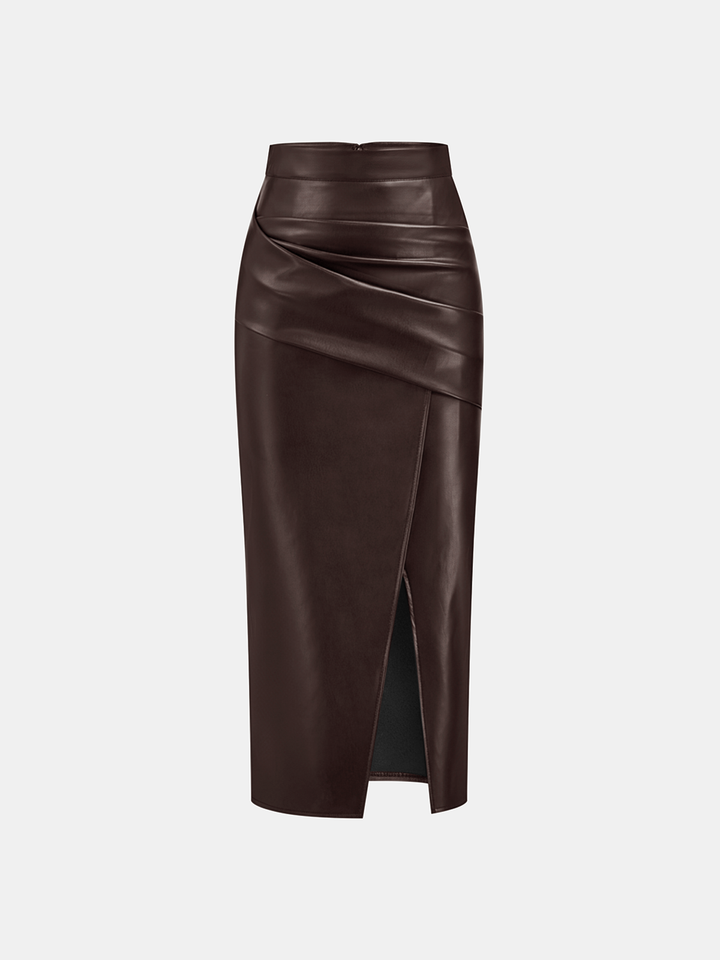 Marise | Faux Leather Midi Skirt