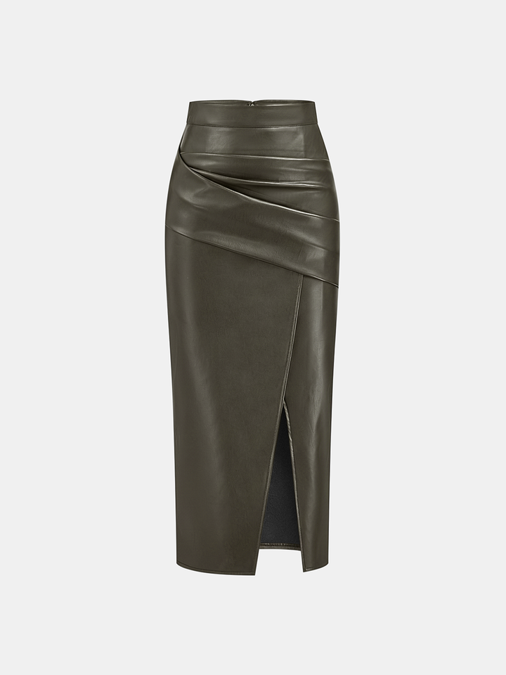 Marise | Faux Leather Midi Skirt