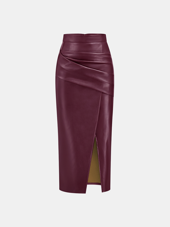Marise | Faux Leather Midi Skirt
