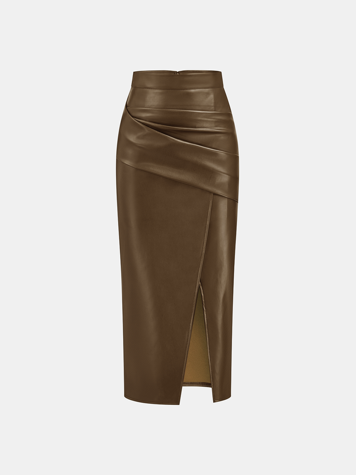 Marise | Faux Leather Midi Skirt