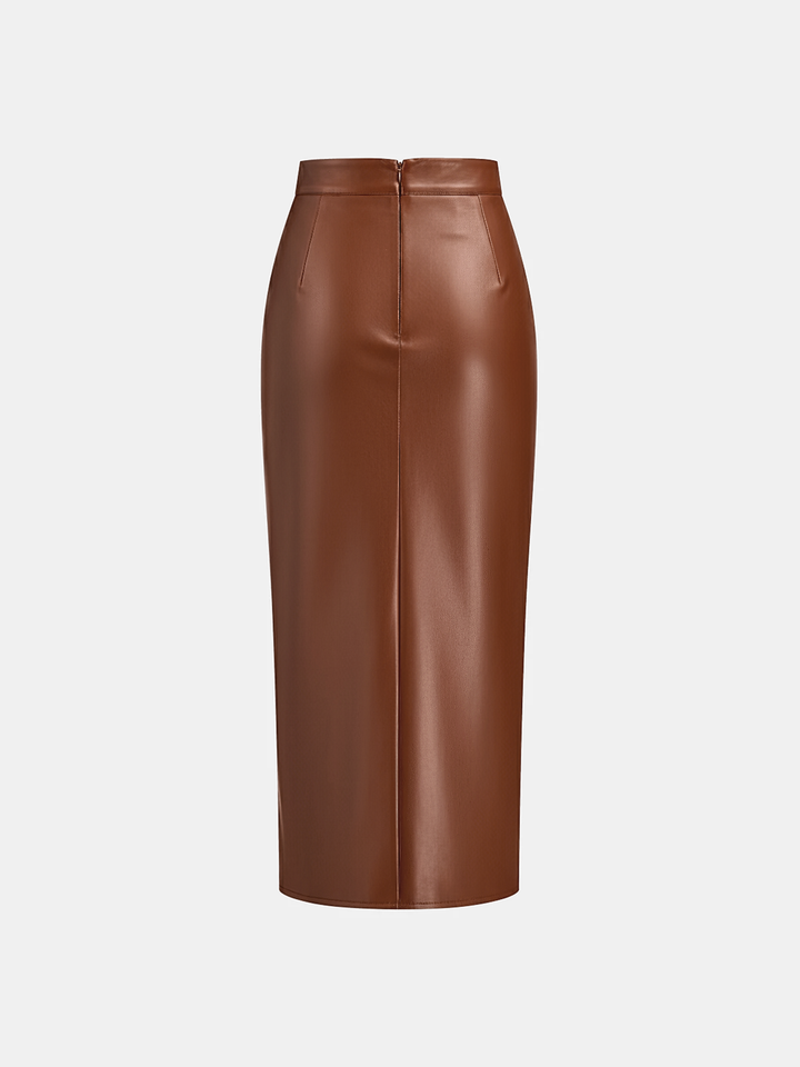 Marise | Faux Leather Midi Skirt