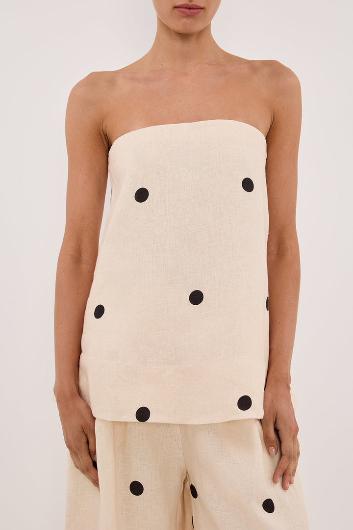 Set with High-Waisted Pants and Strapless Top