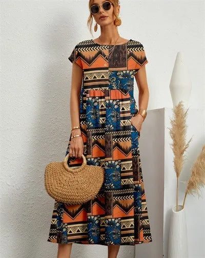 Tina | Vintage Pattern Midi Dress