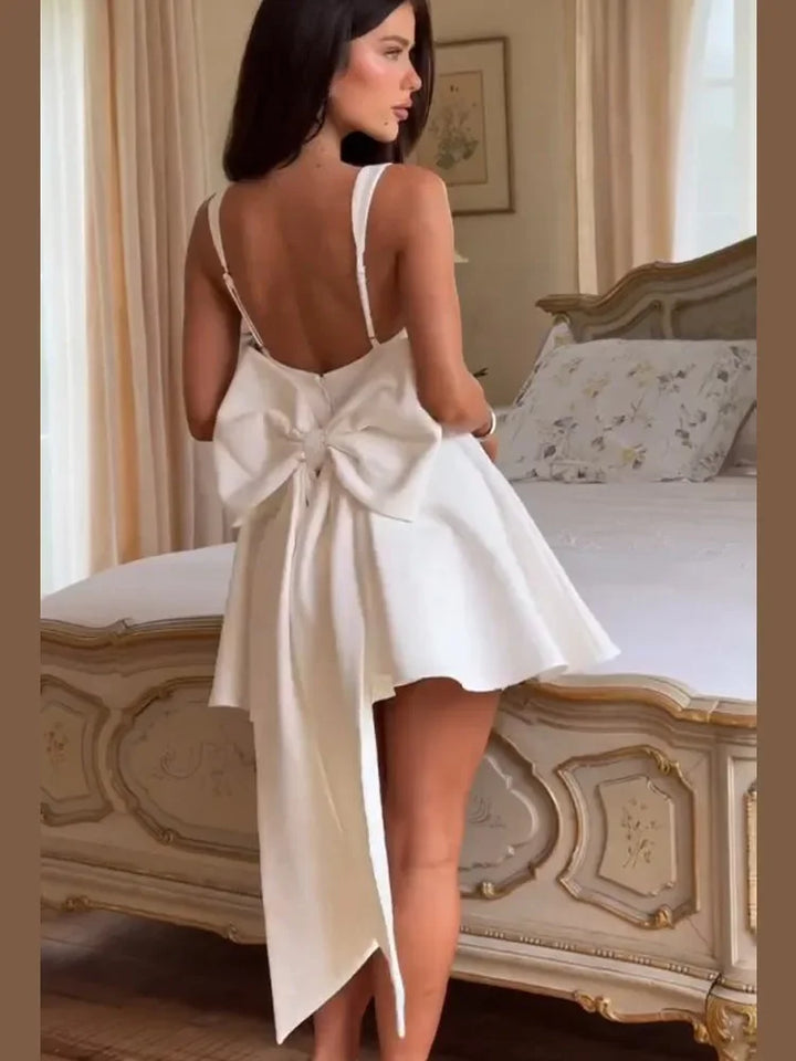 Bella | Bow Back Pleated Mini Dress