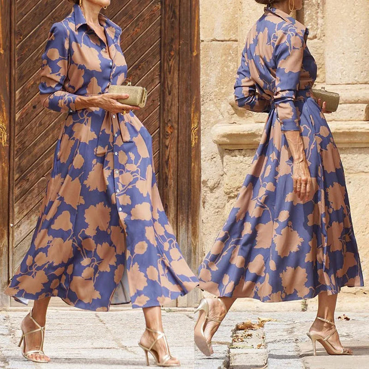 Virelle | Robe Midi Fleurie Ceinturée