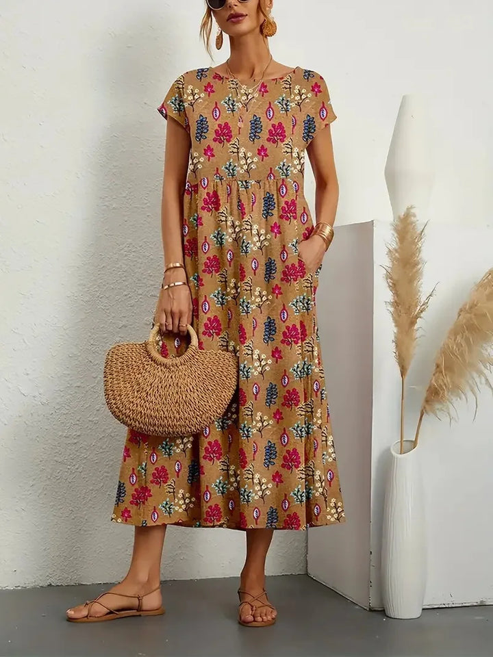 Tina | Vintage Pattern Midi Dress