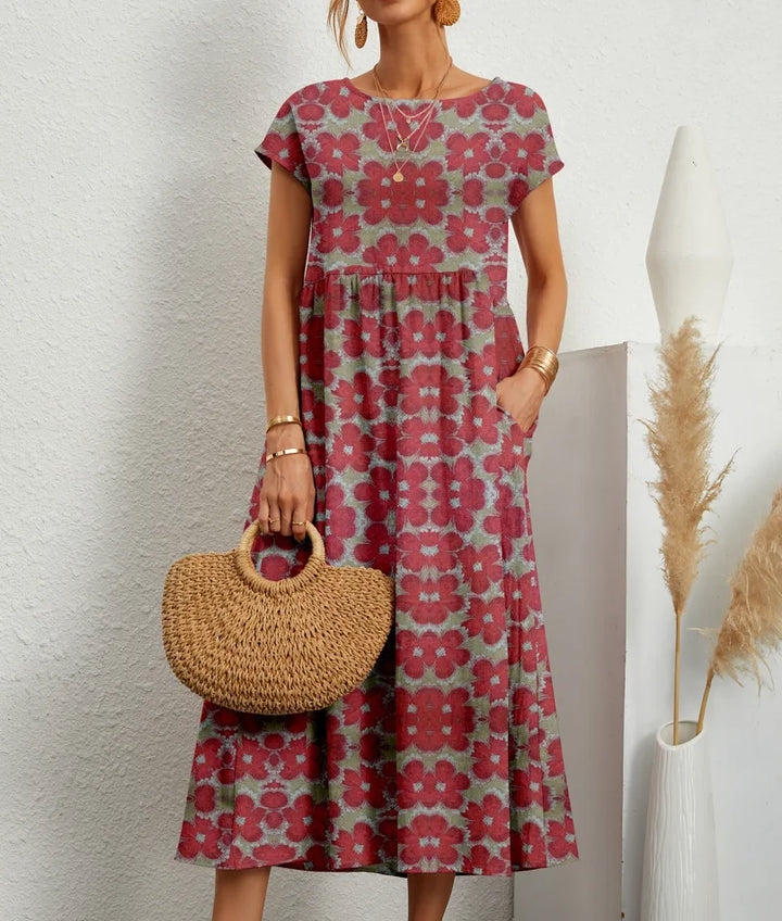 Tina | Vintage Pattern Midi Dress