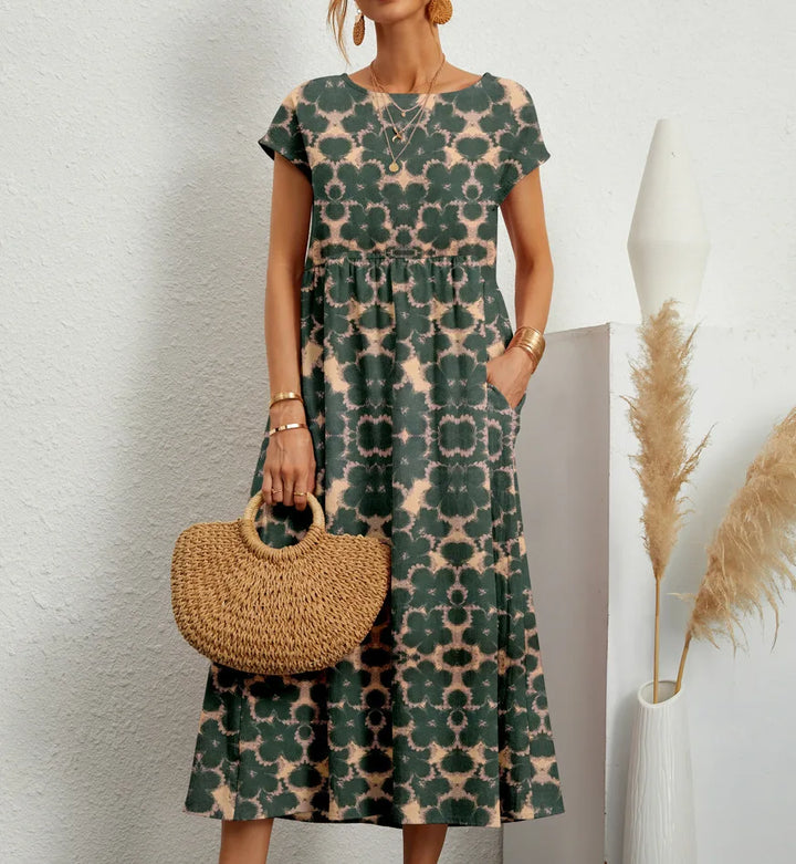 Tina | Vintage Pattern Midi Dress