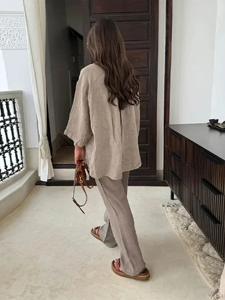 Axelle - Ensemble Vintage à Pantalons Amples