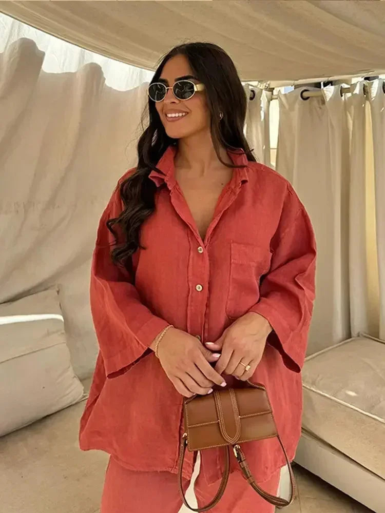 Axelle - Ensemble Vintage à Pantalons Amples