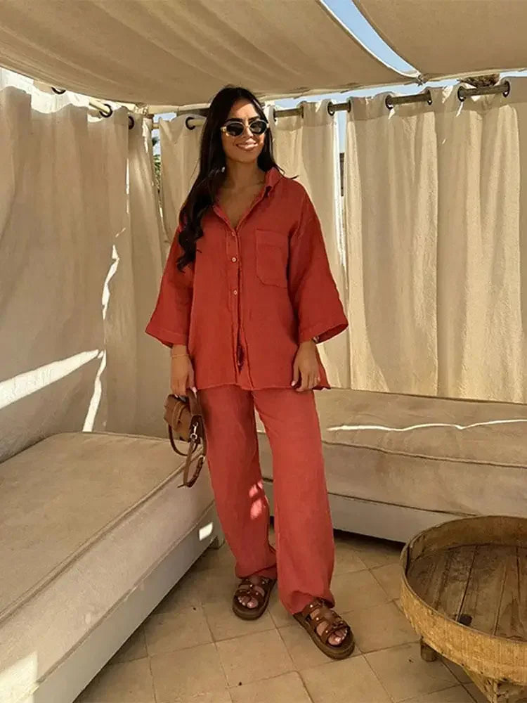 Axelle - Ensemble Vintage à Pantalons Amples