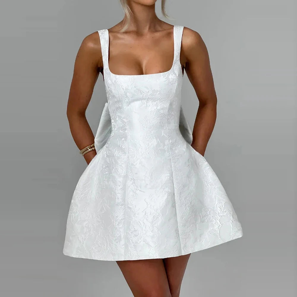 Lola | Embroidered Bow Mini Dress