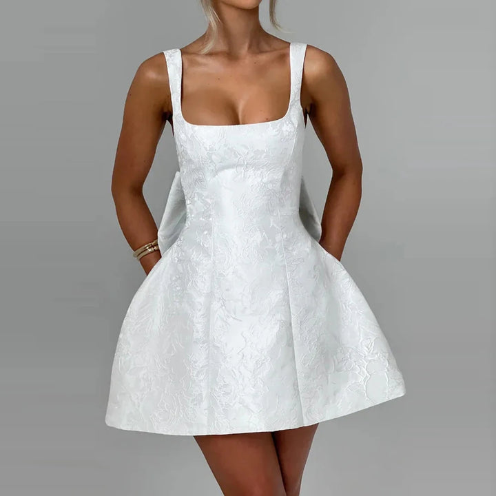 Lola | Embroidered Bow Mini Dress