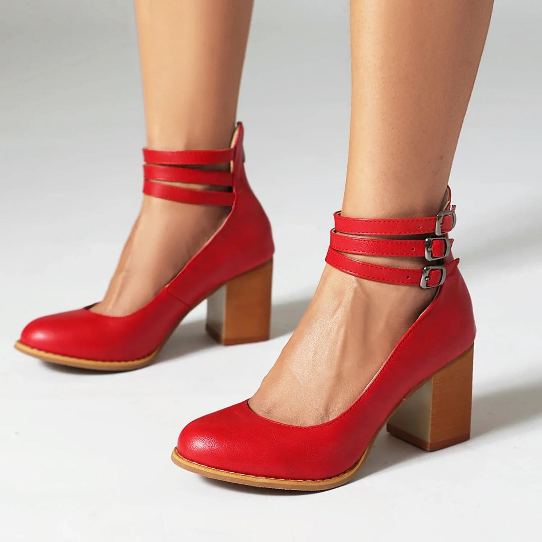 Caléna | Triple Strap Block Heels