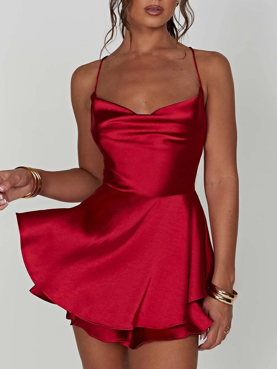 Velina | Cowl Neck Playsuit Dress