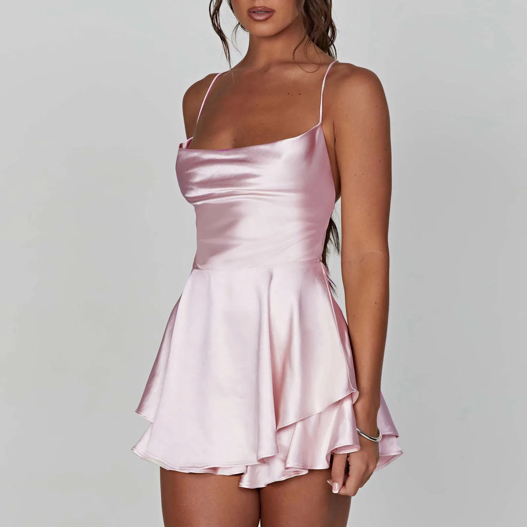 Velina | Cowl Neck Playsuit Dress