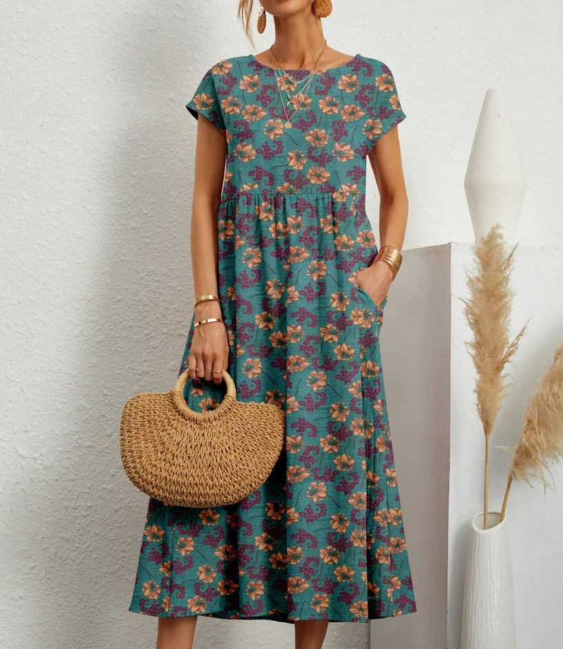Tina | Vintage Pattern Midi Dress