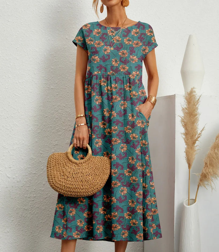 Tina | Vintage Pattern Midi Dress
