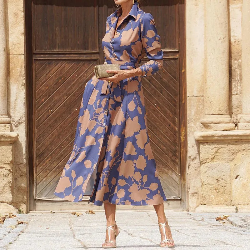 Virelle | Robe Midi Fleurie Ceinturée