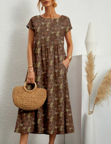 Tina | Vintage Pattern Midi Dress