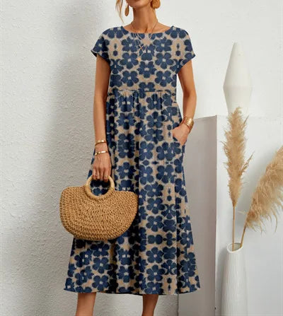Tina | Vintage Pattern Midi Dress
