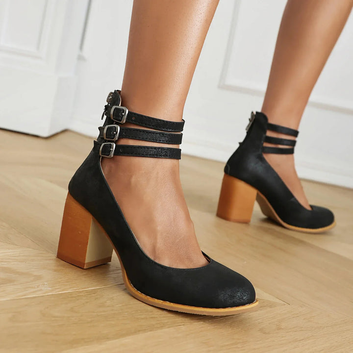 Caléna | Triple Strap Block Heels