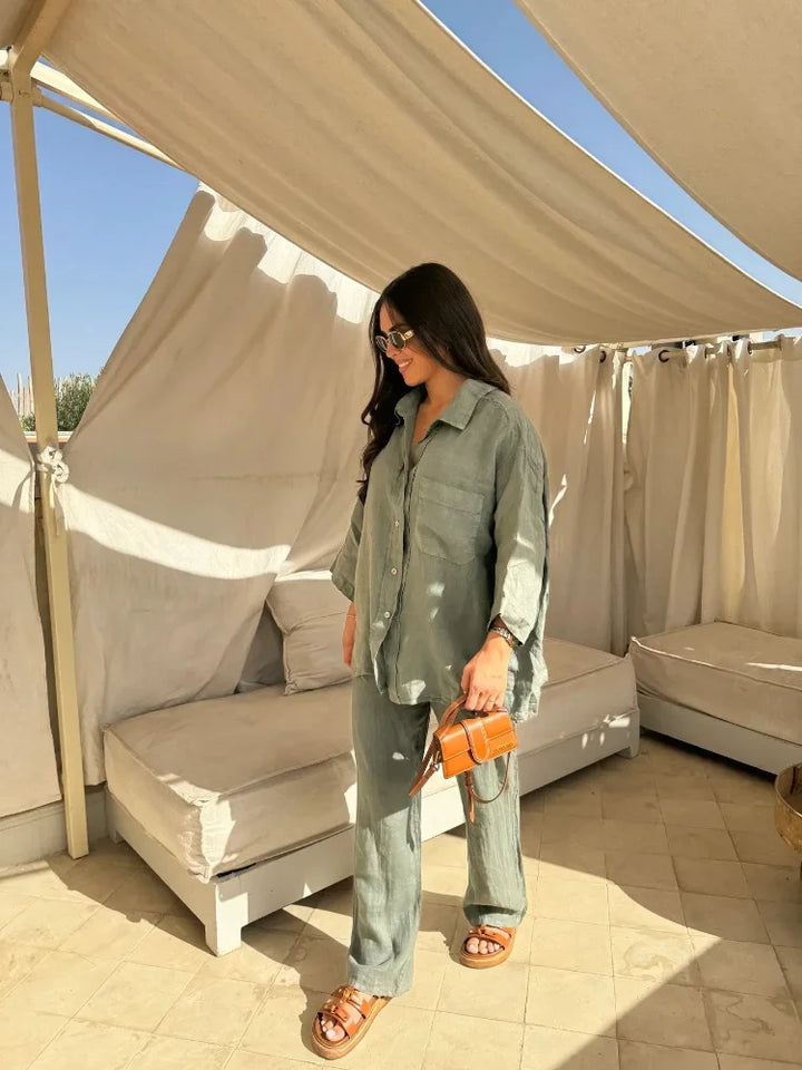 Axelle - Ensemble Vintage à Pantalons Amples