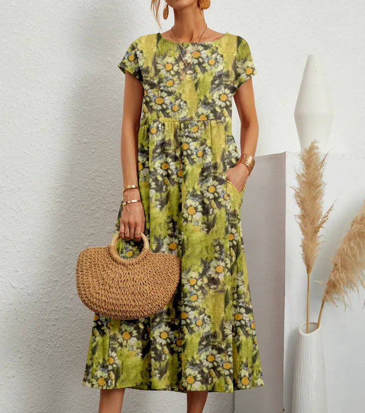 Tina | Vintage Pattern Midi Dress