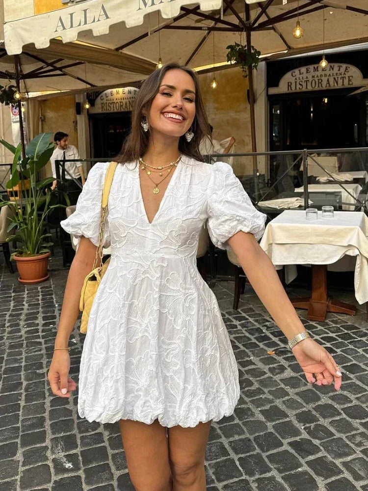 Claire | Floral Puff Sleeve Mini Dress
