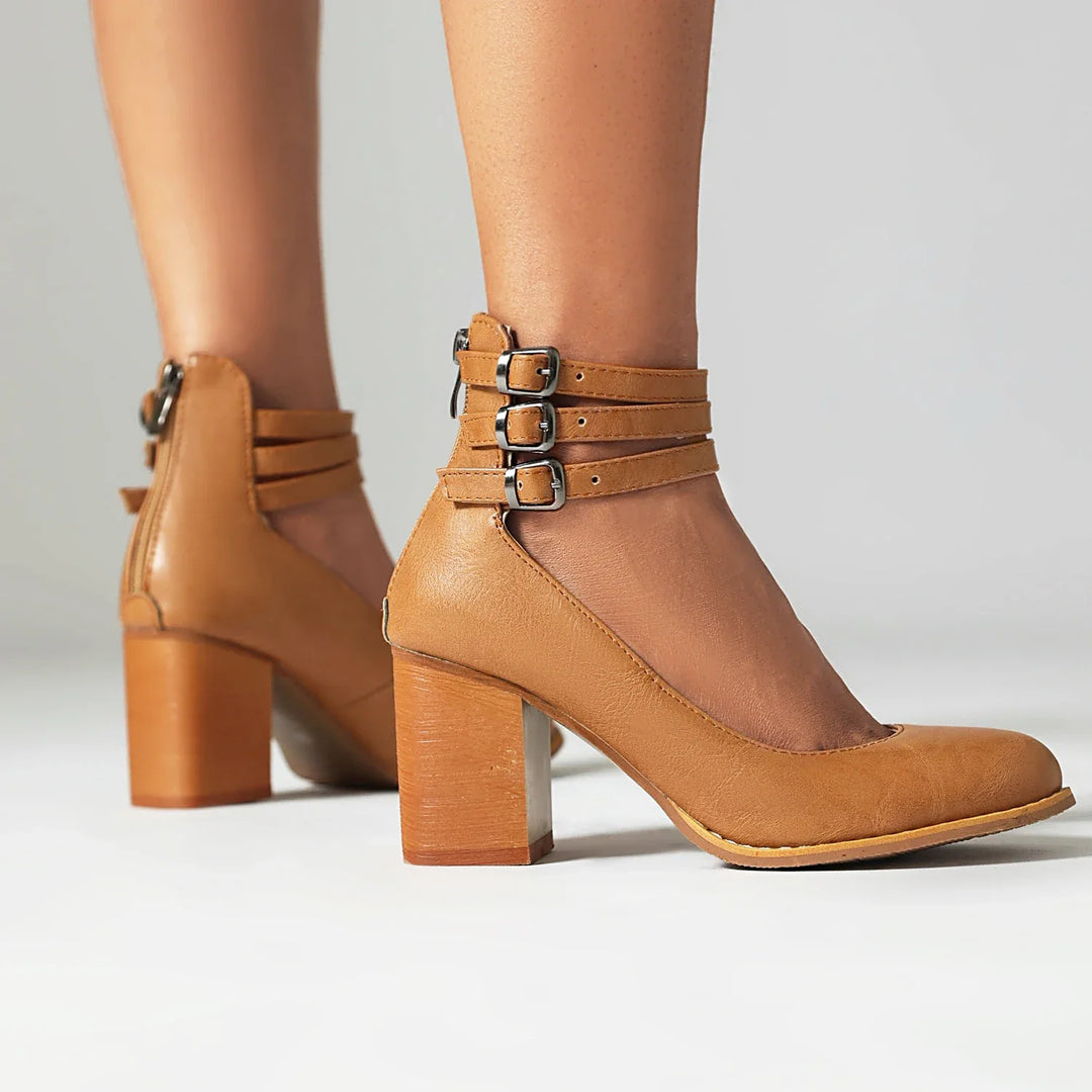 Caléna | Triple Strap Block Heels