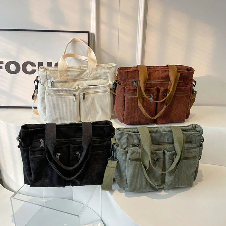 Marine - Sac en velours côtelé