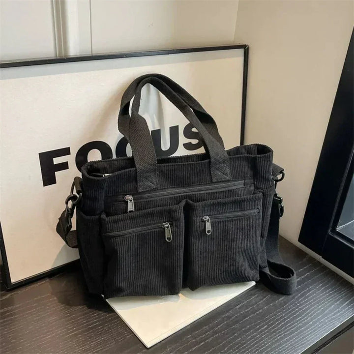 Marine - Sac en velours côtelé