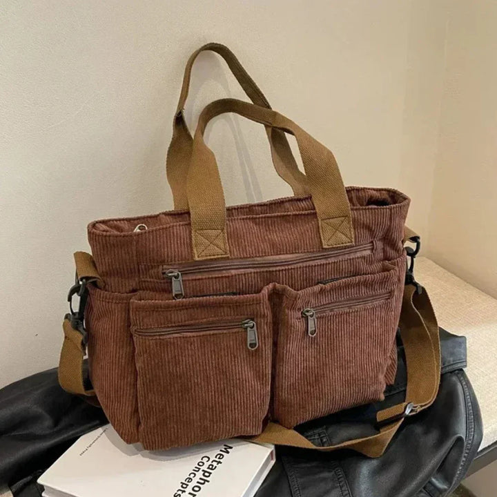 Marine - Sac en velours côtelé